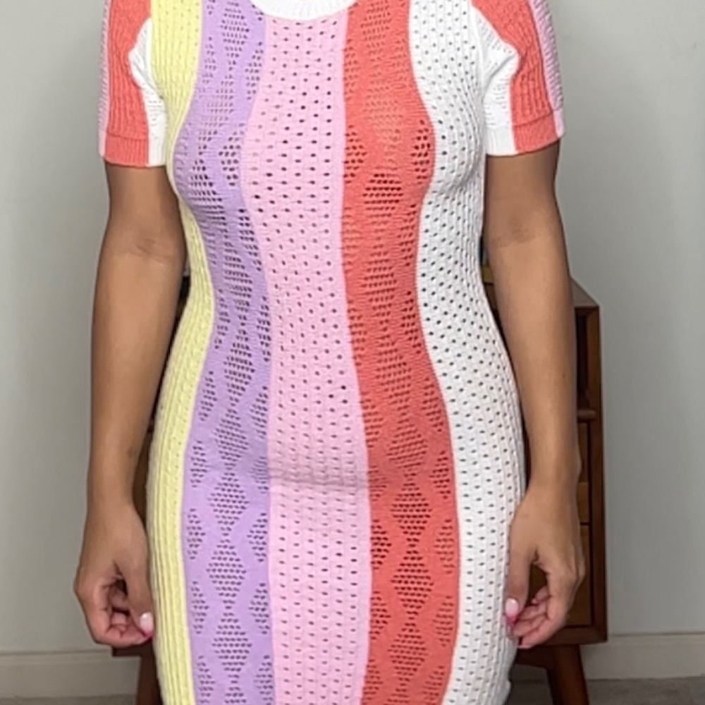 Stripped colorful knit dress
